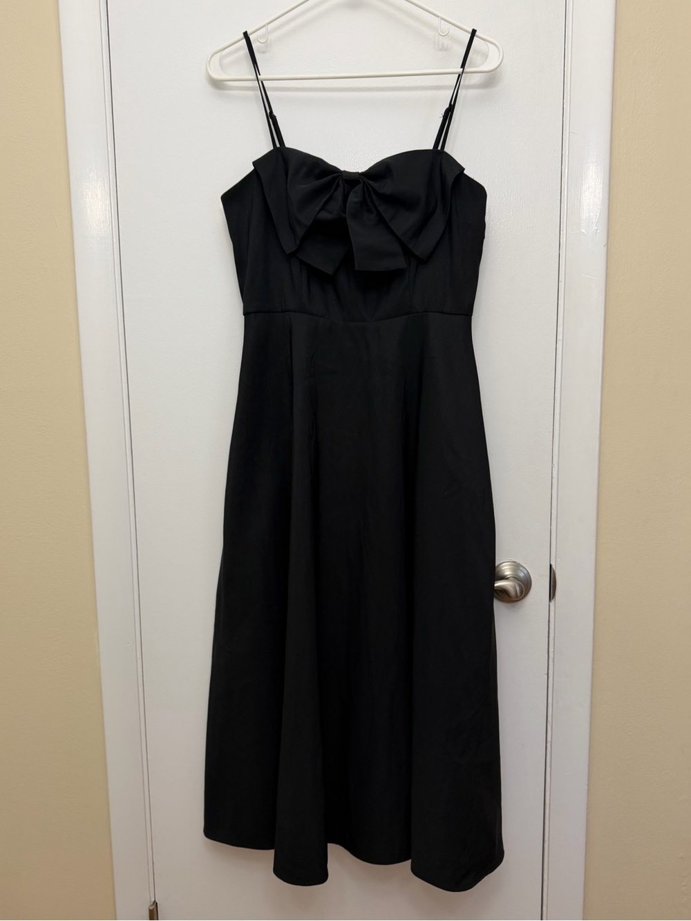 Black Bow Front Midi Dress